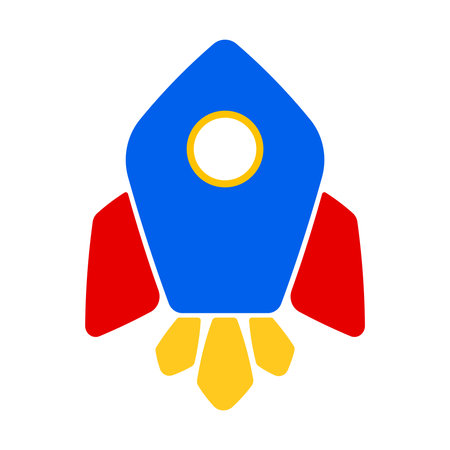 Cartoon Rocket is flying on the sky, start up concept illustration isolated on white backgroundのイラスト素材