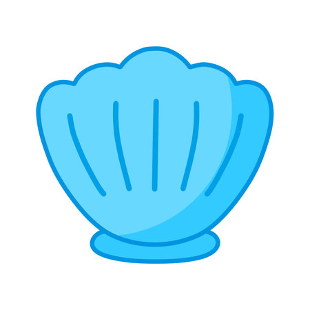 Flat Blue Clam Hand Drawn Doodle Cartoon Vector Illustration Isolated on White Backgroundのイラスト素材