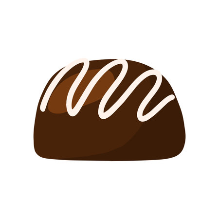 Simple Chocolate bonbon ball in dark choco for chocolate day and Valentine gift. Vector illustration animated cartoon candy flat icon collection isolated on white backgroundのイラスト素材