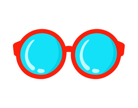 Red Round Sunglasses Doodle Clipart for Summer Beach Vacation Eye wear Fashion Accessories Isolated on White Backgroundのイラスト素材