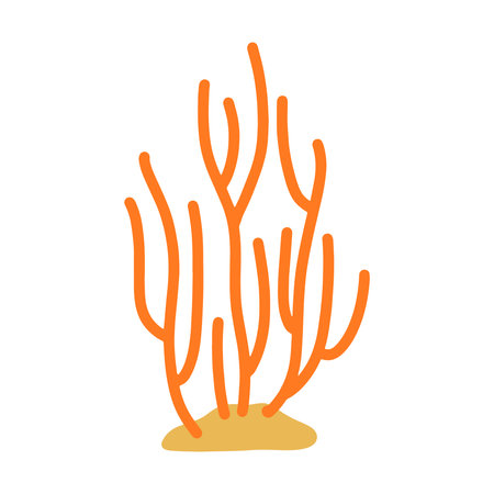 Hand drawing orange algae, sea grass, underwater seaweed plants and coral. Vector illustration design elements collection on a white backgroundのイラスト素材