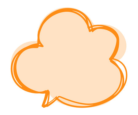 Orange Pastel Cloud hand drawn of speech bubbles message for handwritten conversation, chatting, speak and talk on white backgroundのイラスト素材