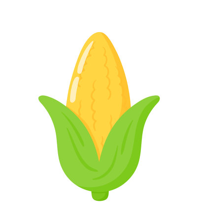 Cute corn Icon clipart cartoon animation vegetable vector illustration design for kids and children books for learning fruits, vegetables and alphabetのイラスト素材