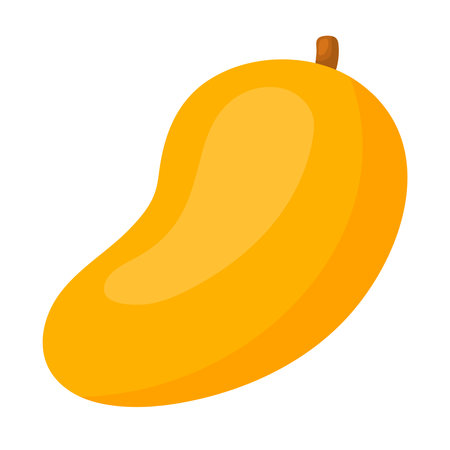 Cartoon cute yellow mango icon vector clipart illustration image design for kids and children books for learning fruits and alphabetのイラスト素材