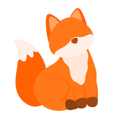 Hand drawn vector illustration of a cute funny little fox wild animal. Isolated objects. No face style flat design. Concept for children printのイラスト素材