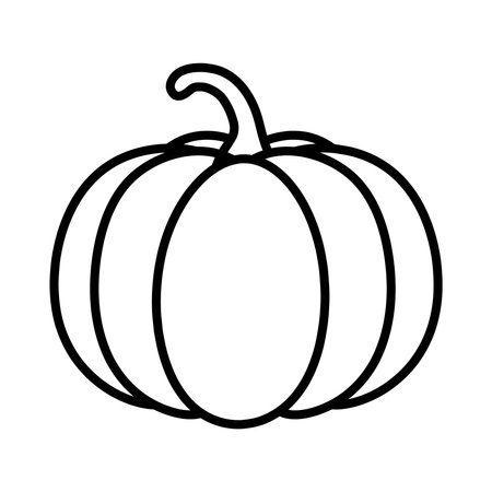 Black Line Pumpkin kabocha Icon kawaii doodle cartoon animated vegetable and fruit vector illustration design for kids drawing and coloring books for learning vegetables and alphabetのイラスト素材