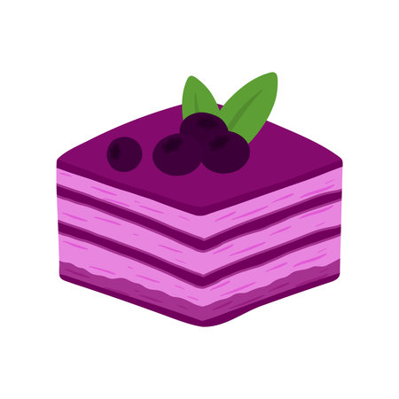 Cute hand drawn blueberry cake with blueberry topping pastry sweet food dessert cartoon vector...
