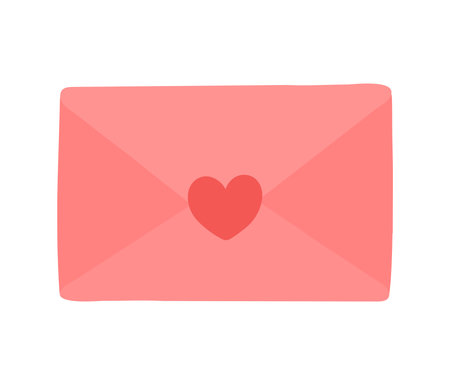 Hand drawn Love Letter in Envelope for romance love mail, message with Heart Shape Lock Icon Vector Illustration Sticker Doodle for Element Decoration Isolated on White Backgroundのイラスト素材