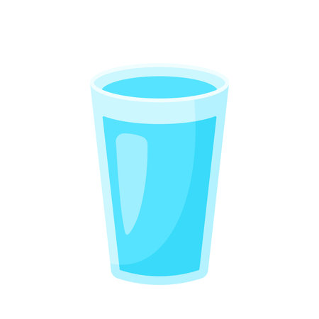 Glass of water flat icon design isolated on white background vector illustration clipartのイラスト素材