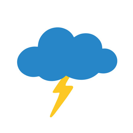 Flat cloud with thunder vector in white background illustration graphic design isolated on white backgroundのイラスト素材