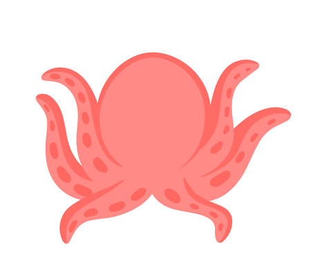 Cute Octopus Cartoon Vector Illustration in pink color for icon clipart in kids ocean book isolated on white backgroundのイラスト素材