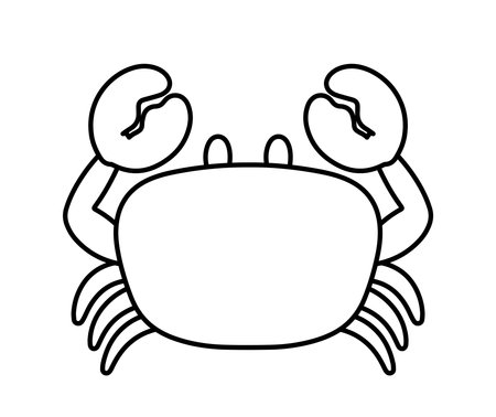 Drawing and Coloring Page Crab in Black Outline Doodle Vector Animated Cartoon illustration for Kids and Children Ocean and Sea Animal Book Elements Isolated on White Backgroundのイラスト素材