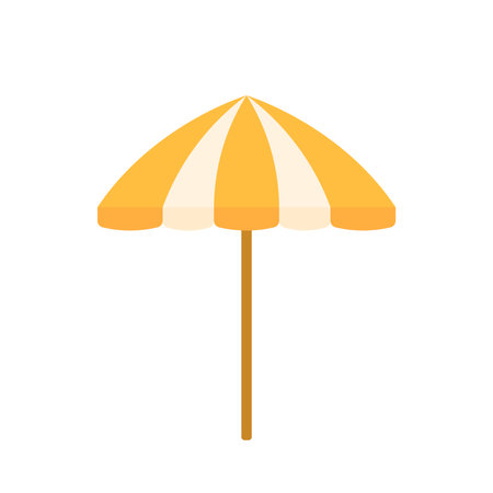 Beach Umbrella Vector Illustration in Yellow White Color for Summer Vacation Element Decoration Isolated on Transparent Backgroundのイラスト素材