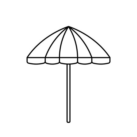 Black Outline Beach Umbrella Vector Illustration for Summer Vacation Element Decoration Isolated on Transparent Backgroundのイラスト素材