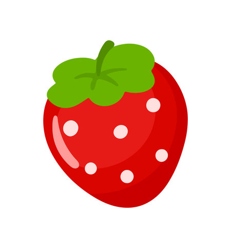 Hand Drawn Fresh Strawberry Icon Cartoon Fruit in Flat Vector Illustration for Kids and Children Learning and Alphabet Book Isolated on Transparent Backgroundのイラスト素材