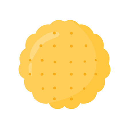 Flat Cracker Drawing in Round Shape Icon Vector Illustration for Baking and Pastry Food Snack Isolated on Transparent Backgroundのイラスト素材