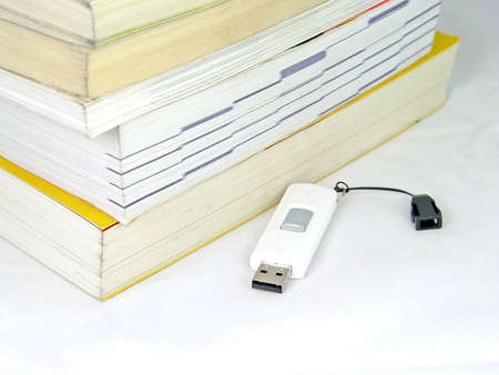 USB MEMORY and BOOK PILEの写真素材