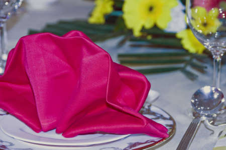 Banquet table setting for wedding in chinaの写真素材