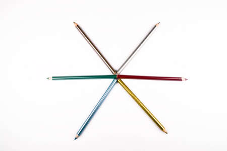 Color pencils on a white background