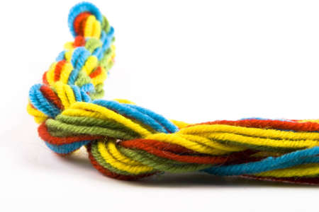 the colorful wool threads on the white
