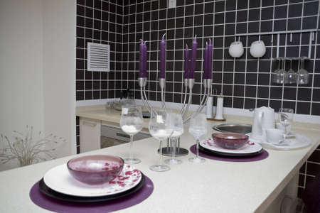 Dining table in a dining roomの写真素材