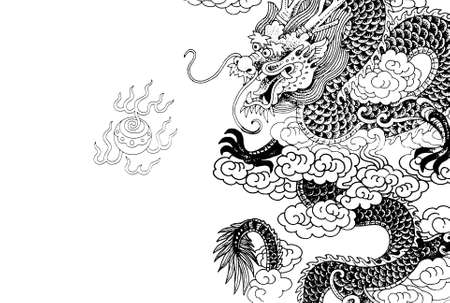 chinese dragon with white background  の写真素材