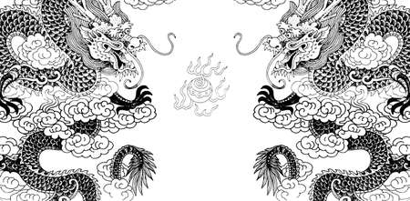 chinese dragon with white background  の写真素材