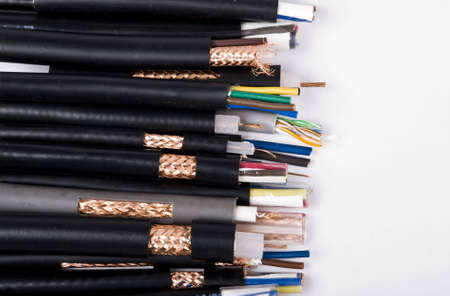 Communication cables isolated on white backgroundの写真素材