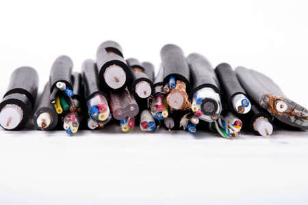 Communication cables isolated on white backgroundの写真素材
