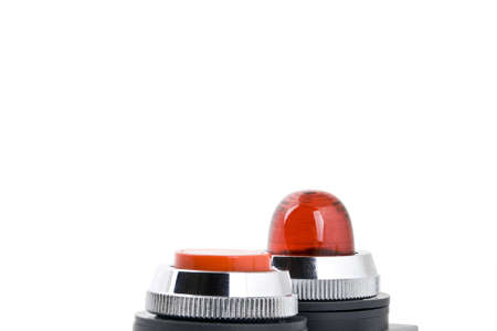 Power button and status indicator light on white background
