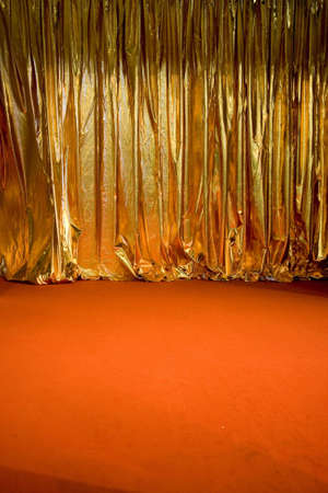 a golden swag theatre curtainの写真素材