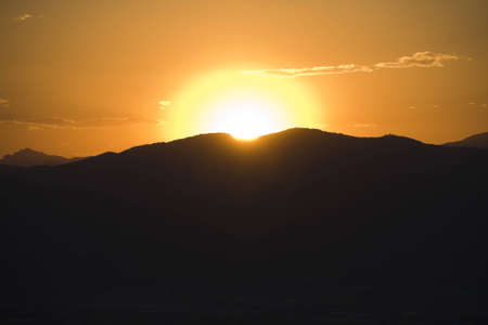 beautiful sunset in mountains near beijingの写真素材