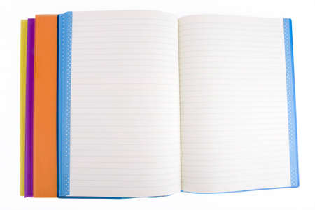 colour open notebook with white background .