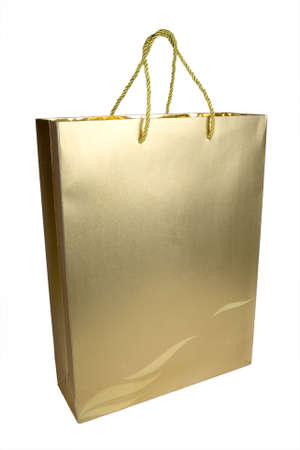 Gold Shopping Bag close up shotの写真素材