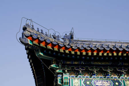 Chinese old architecture roof detailsの写真素材