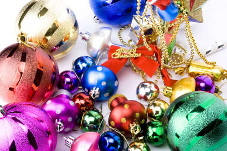 beautiful christmas tree decorations on a white background