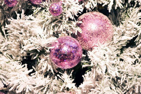 Christmas tree decorations on a white backgroundの写真素材