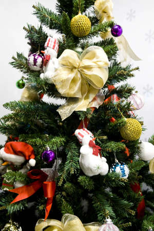 Christmas tree decorations on a white backgroundの写真素材
