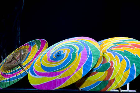 Beautiful Chinese Umbrella on black background 