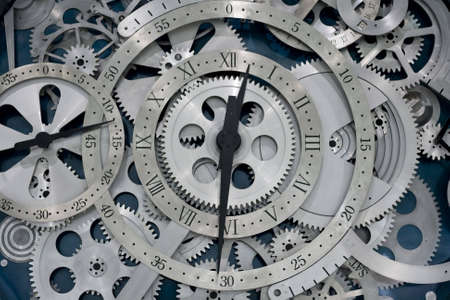 Closeup of gears from clock works.の写真素材