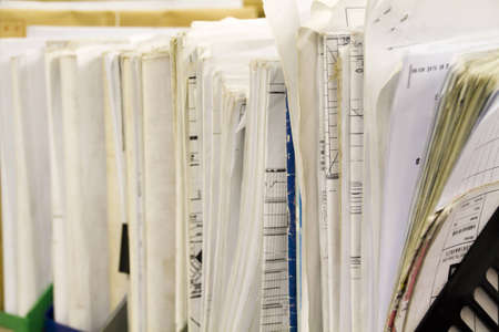 File Stack,blueprints,file folder close up for background 