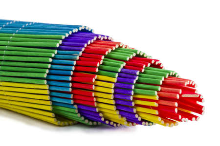 Multicolored curling grass curtain . Rainbow theme の写真素材