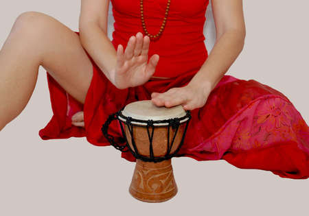 tabla drum play music rhythm sound east girl red hands