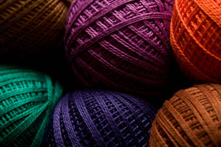 string, color, multi-coloured, needlework, hobby, yellow, brown, red, blue, green, black, abstractionの写真素材