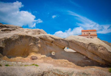Panoramic view of the Caucasus mountains in Georgiaの写真素材
