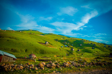 Panoramic view of the Caucasus mountains in Georgia