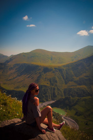 Panoramic view of the Caucasus mountains in Georgia
