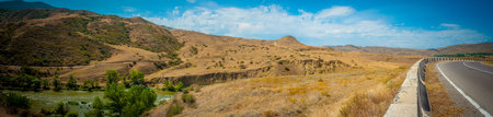 Panoramic view of the Caucasus mountains in Georgiaの写真素材