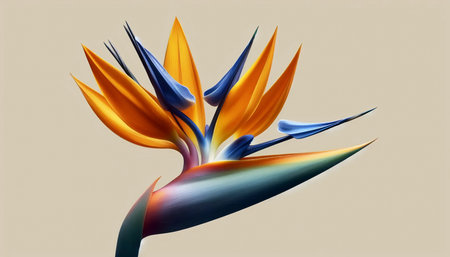 A bird of paradise flower in full bloom, Ai generated image