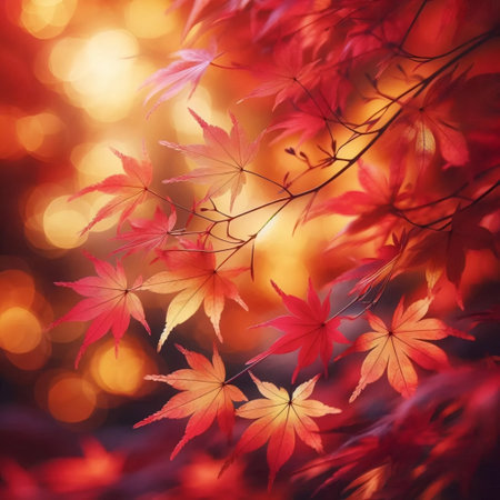 A Japanese maple with fiery autumn leaves, Ai generated image